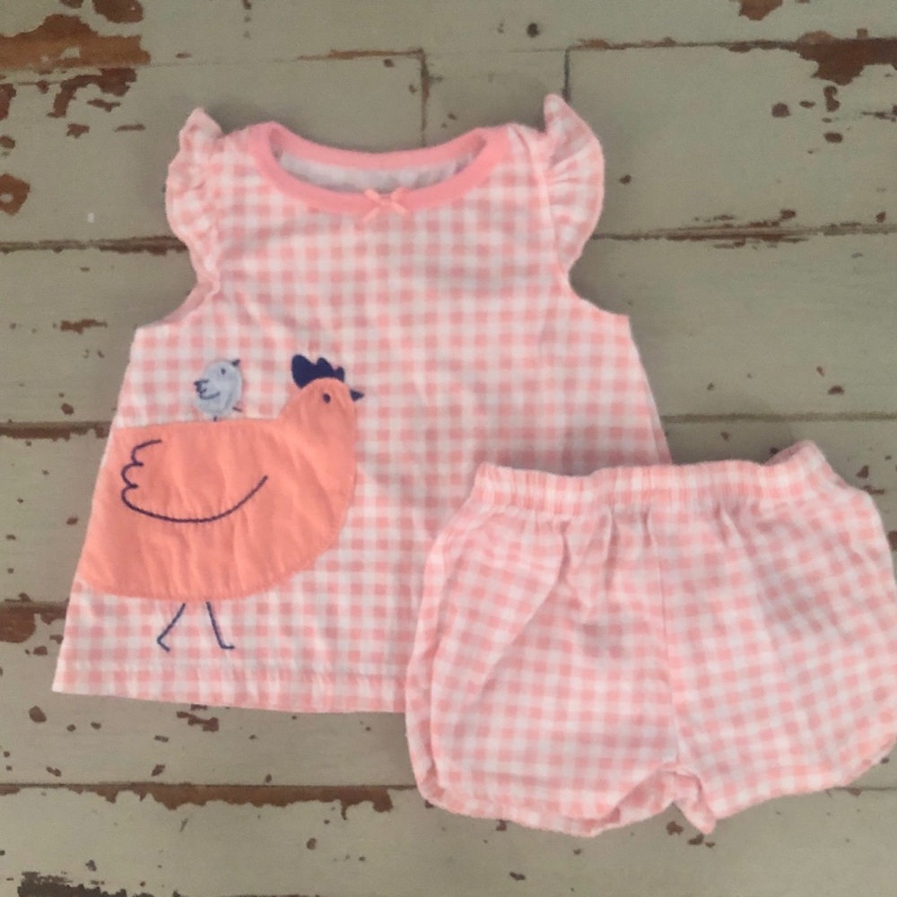 Just One You 12 Mo Chicken Theme Shorts Outfit